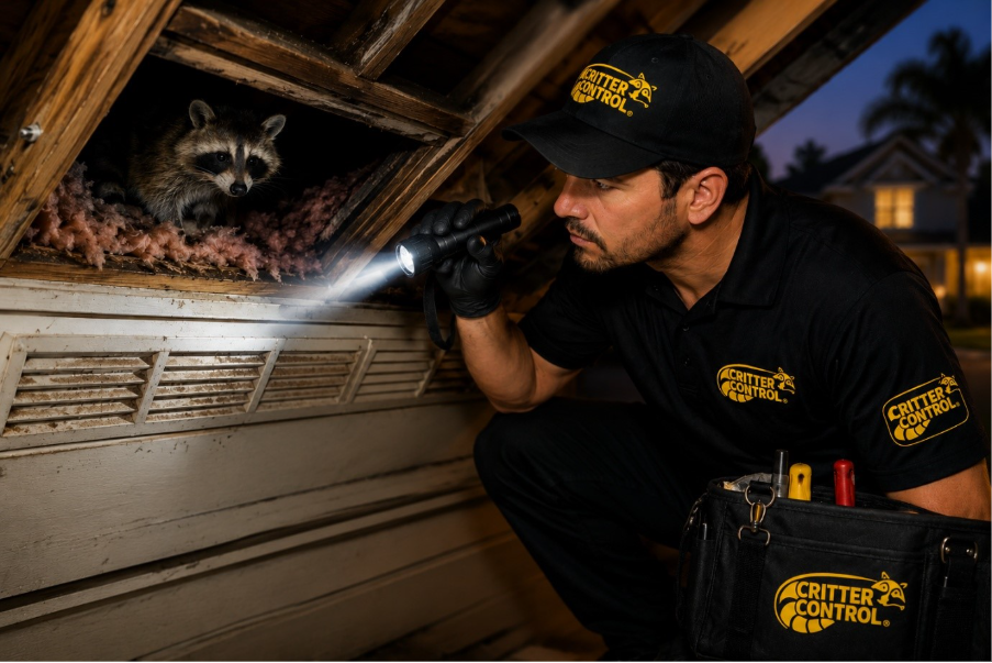 Raccoon Inspection Orlando Attic